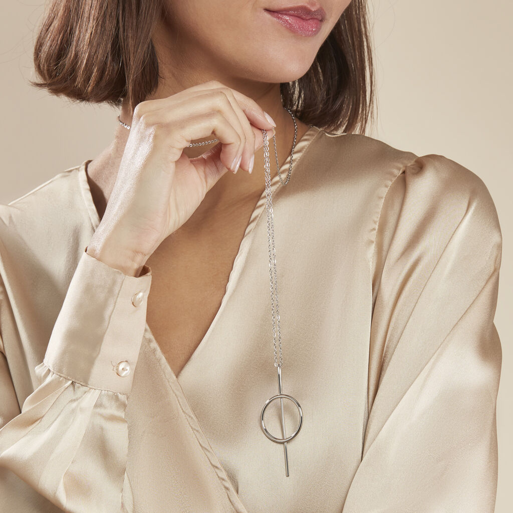 Collier Sautoir Timie Acier Blanc