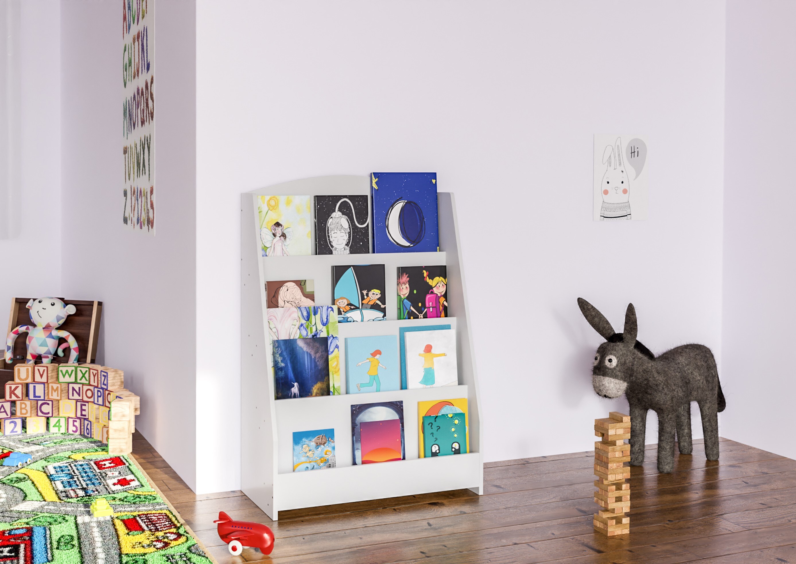 CLP Bücherregal Melfa I Zeitschriftenständer Mit 4 Fächern I Regal Für Kinderbücher I Organizer Weiß