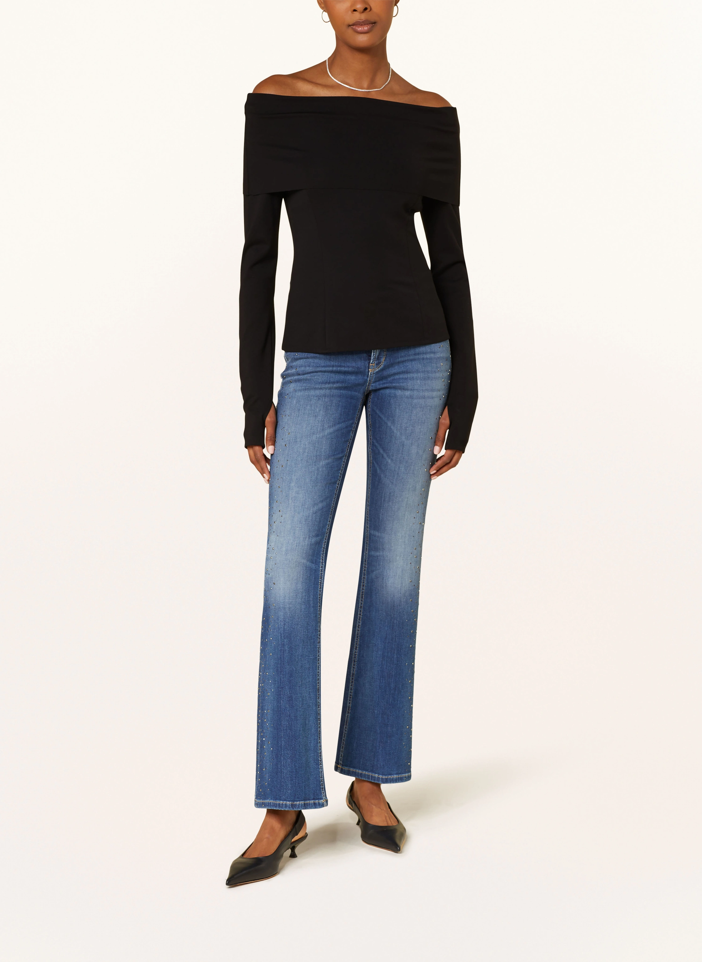 CAMBIO Flared Jeans PARIS mit Schmucksteinen
