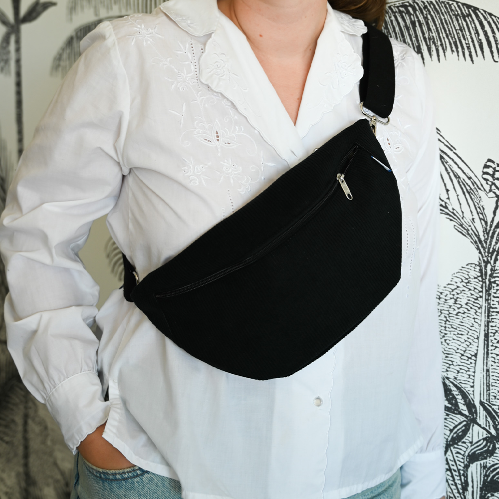 Sac Banane Velours Côtelé Noir