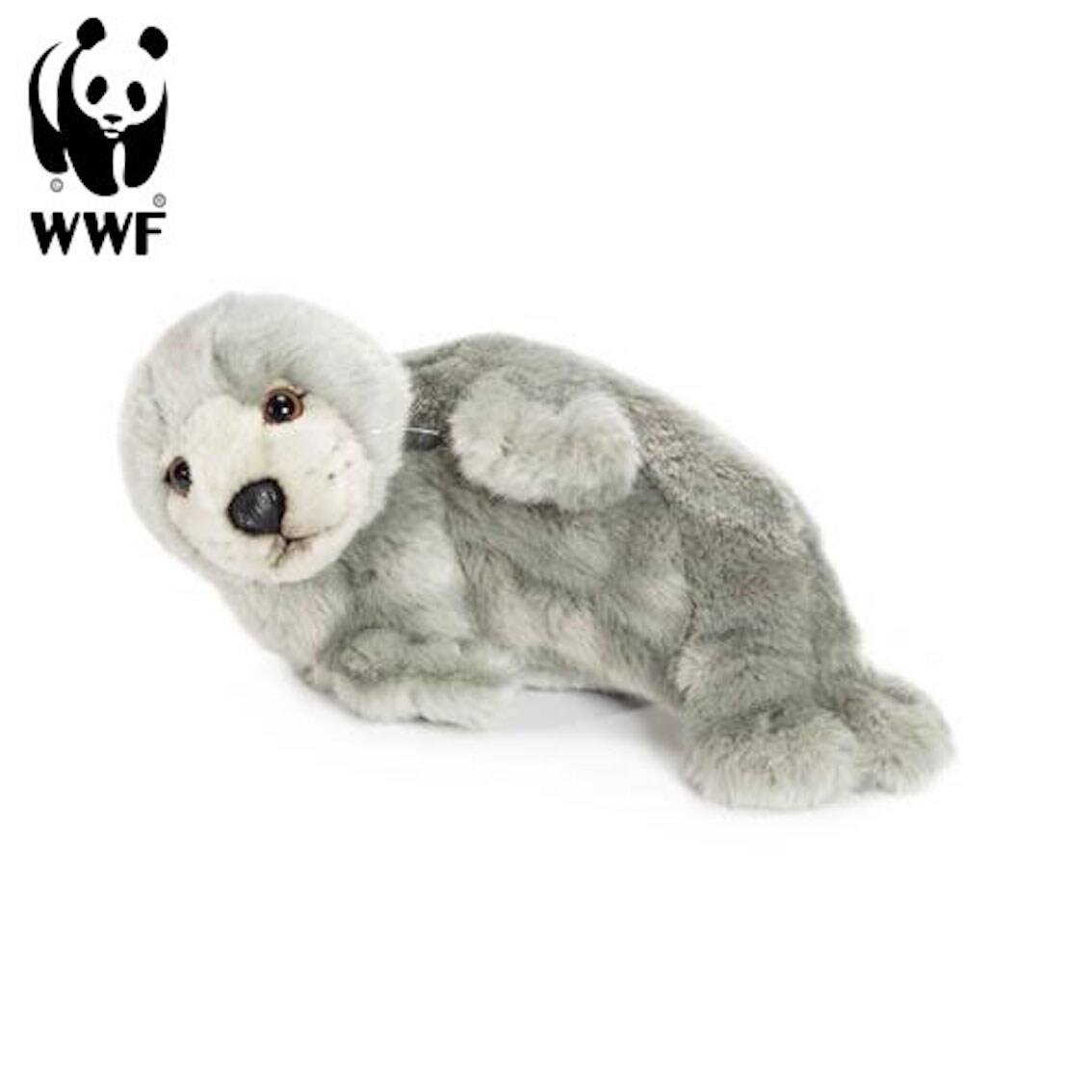 Plüschtier Robbe (liegend, grau, 24cm) lebensecht Kuscheltier Stofftier