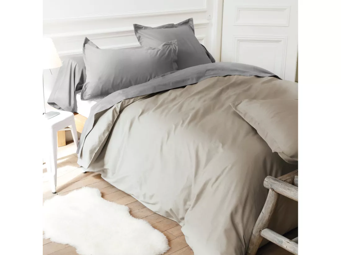 Drap housse uni 220x220 cm coton ALTO Chamois