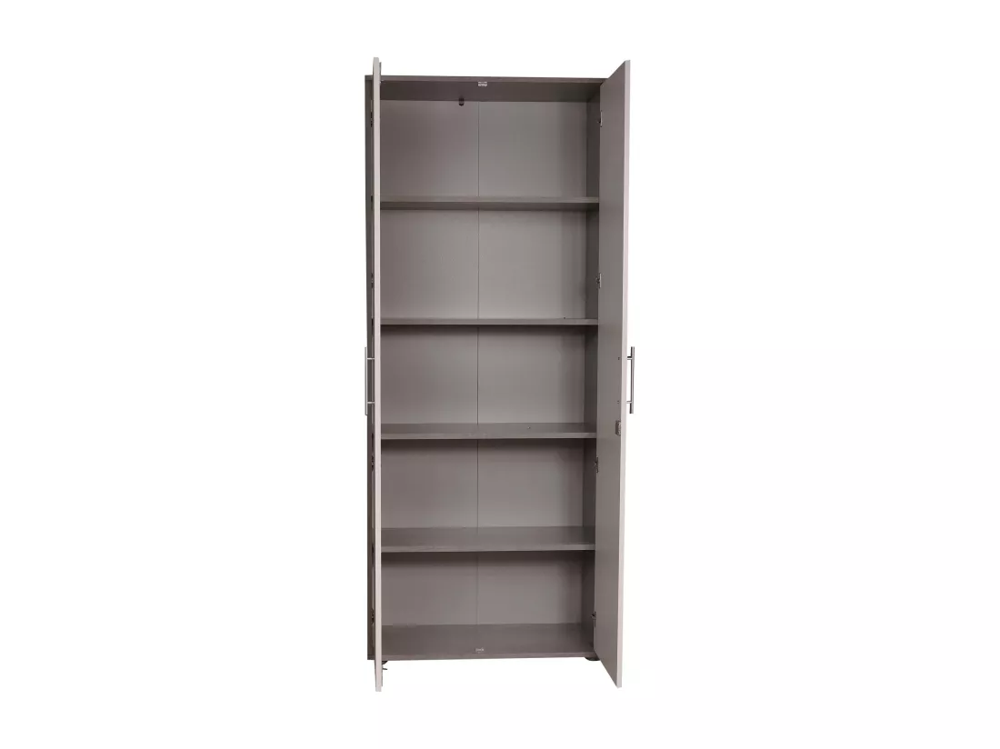Armoire polyvalente à 2 portes Cambrils, Armoire auxiliaire, Armoire à chaussures, Bibliothèque multifonction avec 2 portes, 79x34h188 cm, Blanc et Ciment
