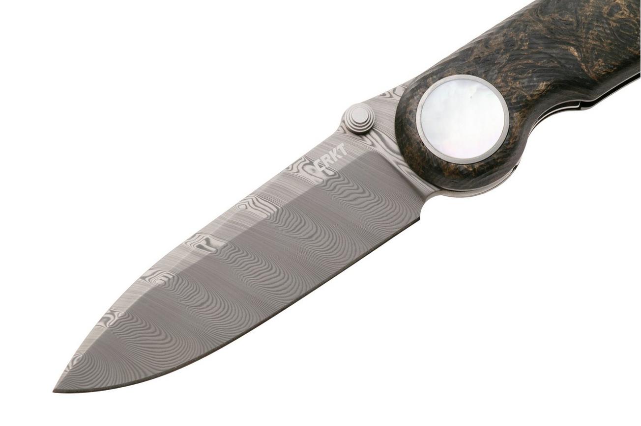 CRKT Pursue 4010 Super Dense Twist Damasteel, Contoured Dark Matter FatCarbon, zakmes, Michael Walker design