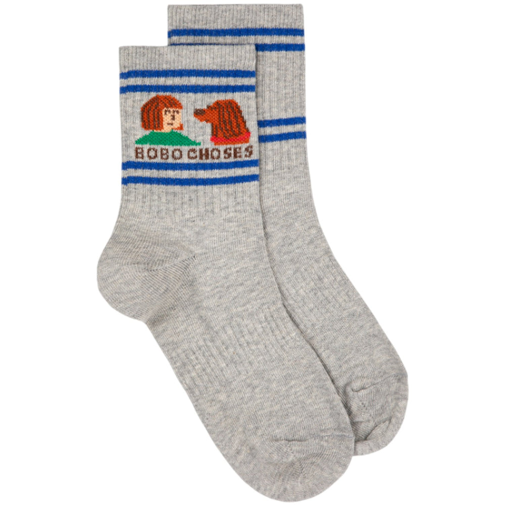 Køb Bobo Choses Heather Grey Friends In A Pickle Kort Strømper