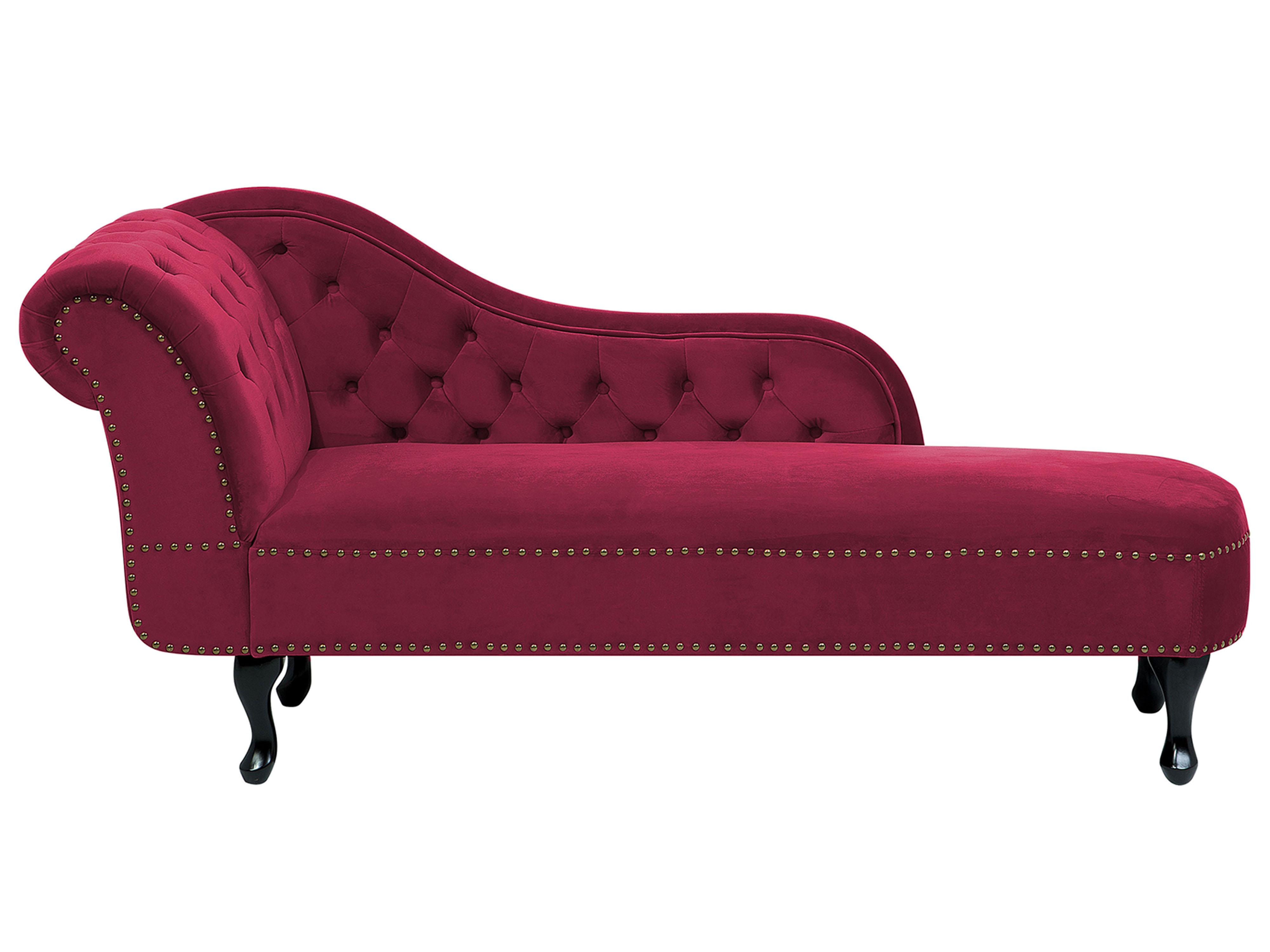 Linkszijdige chaise longue NIMES Fluweel Bordeauxrood