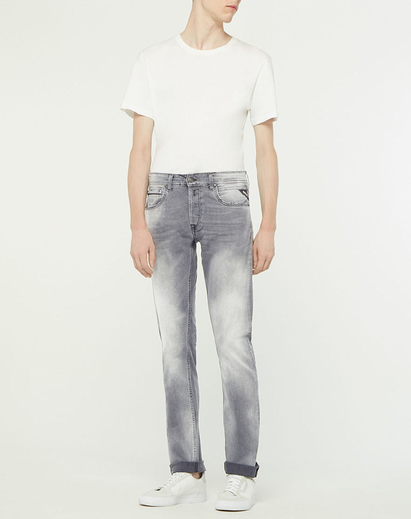 Replay Jean droit en Coton Bio 573 Grover gris moyen