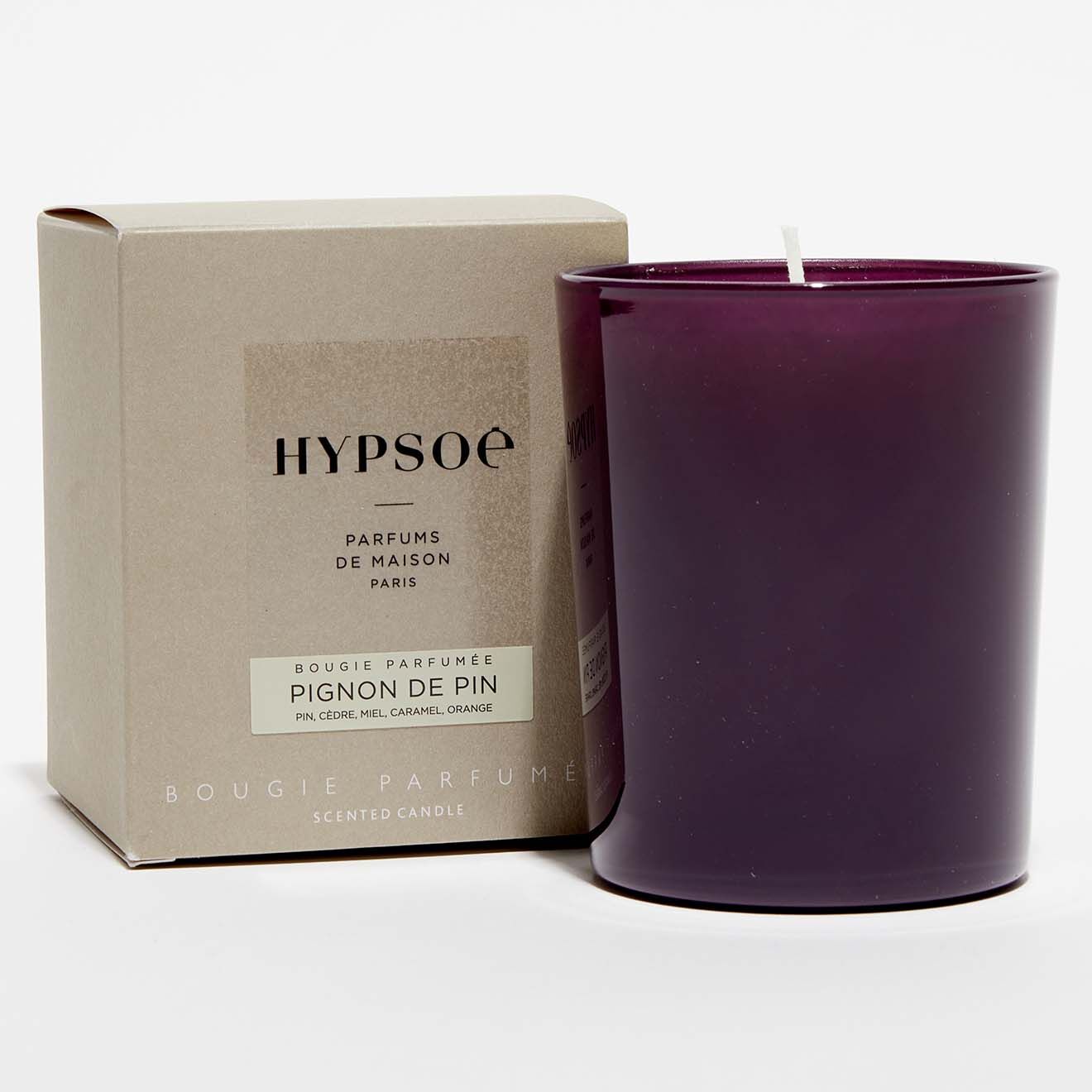 Hypsoé Bougie parfumée verre coloré laqué Pignon de Pin - 1 mèche 50h