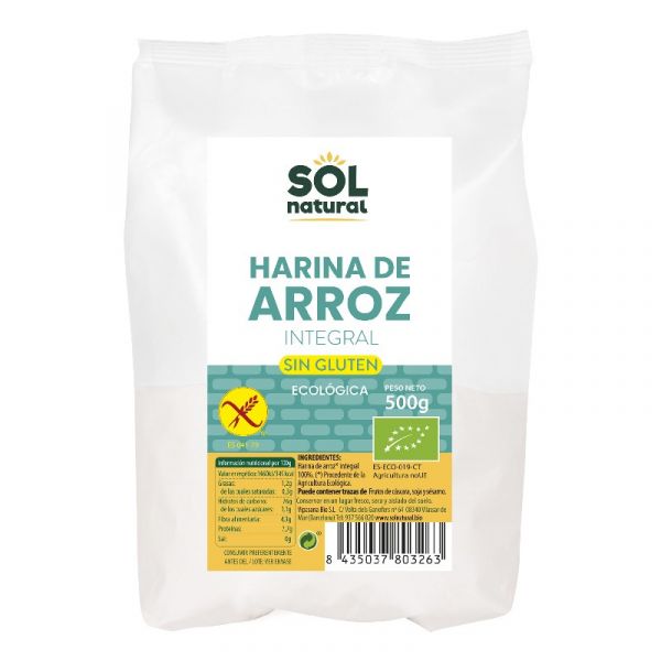 Sol Natural Farinha de Arroz Integral sem Glúten Orgânica 500g