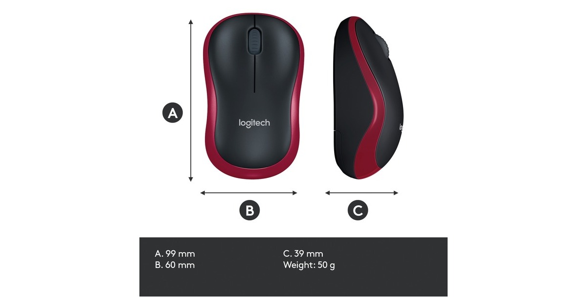 LogitechWireless Mouse M185  (Rood, Retail)