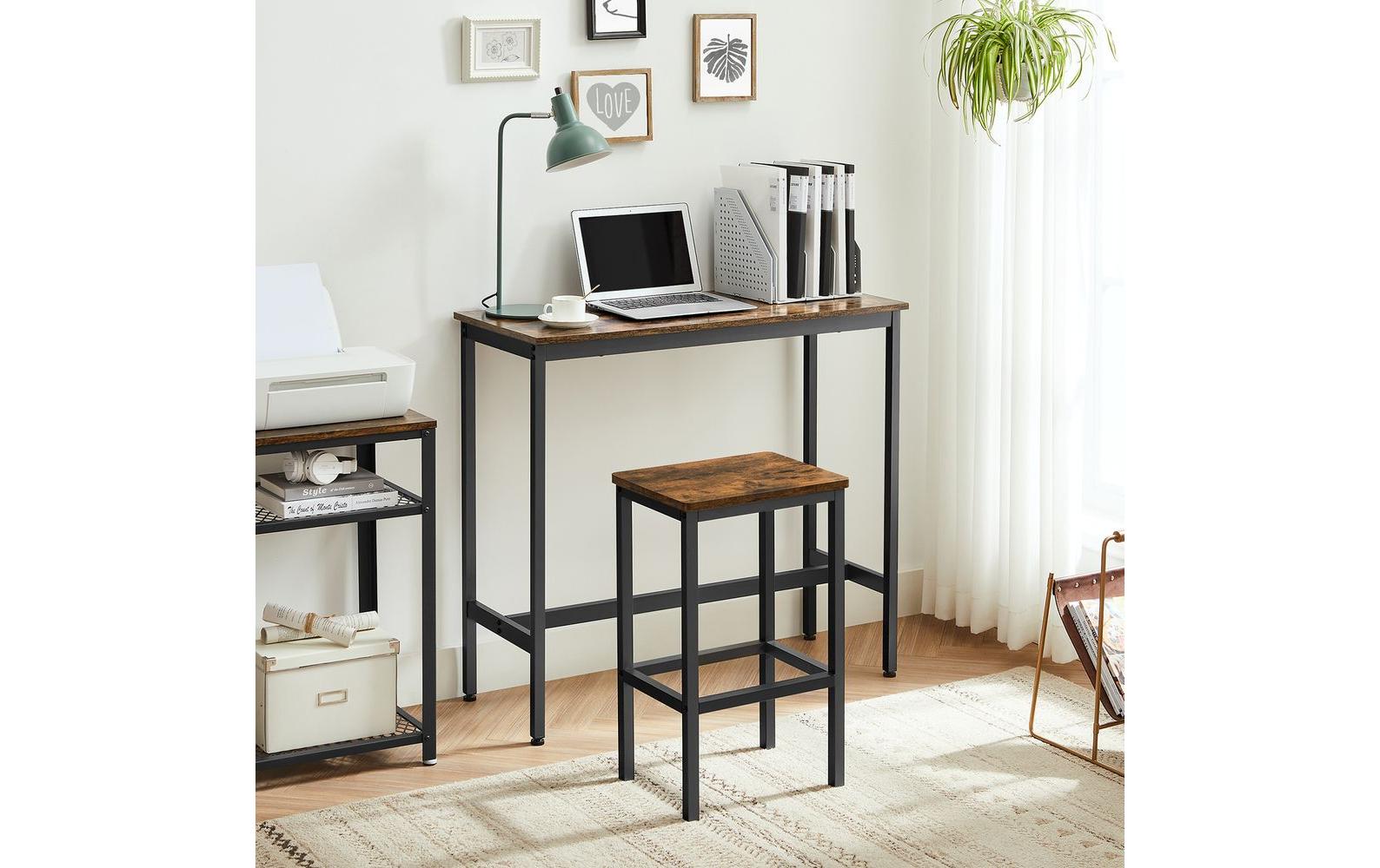 Bartisch 40/90 x 65 cm/100 cm, Braun/Schwarz<br>Bartisch mit 2 Hocker