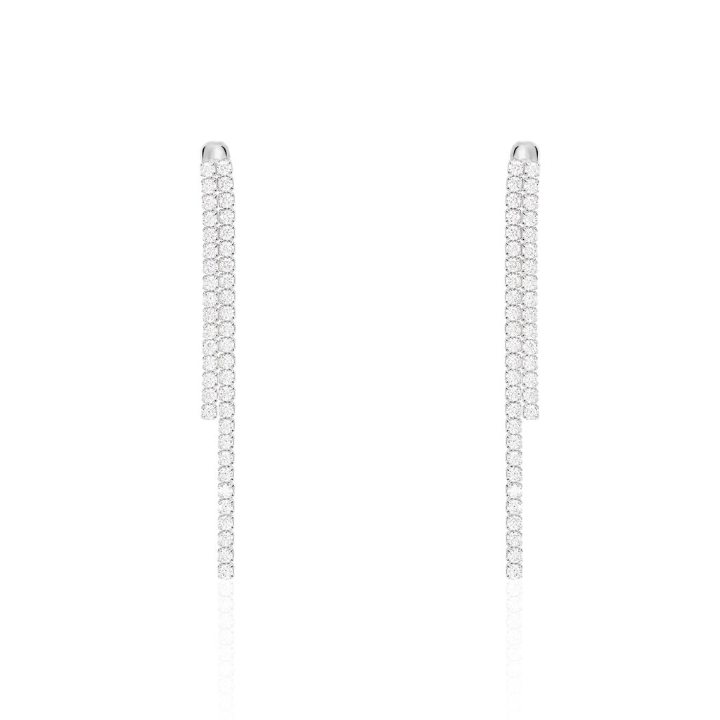 Boucles D'oreilles Pendantes Louanne Argent Blanc Oxyde De Zirconium
