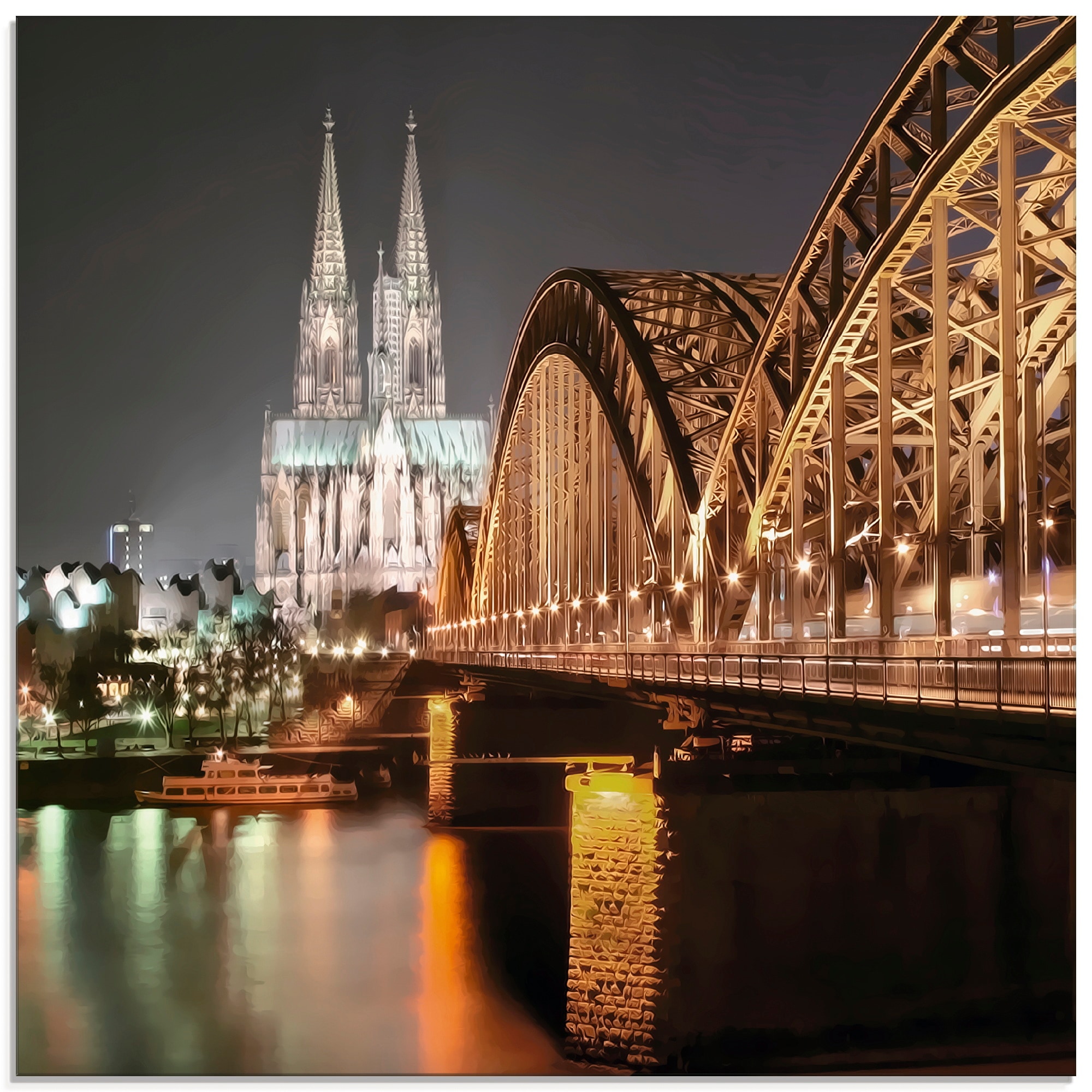 Artland Glasbild »Köln Skyline Collage V« Brücken 1 Stk. tlg. in verschiedenen Grössen