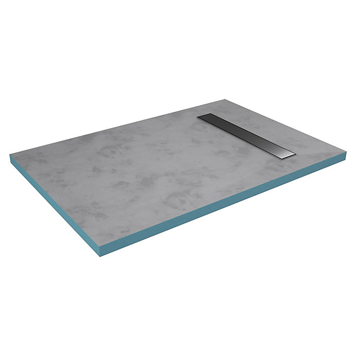 Receveur de douche extra-plat 80 x 120 cm, gris, bonde linéaire, Galedo Showerplate