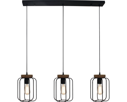 Hanglamp, 3-lichts, HxLxB 142x20x100 cm, zwart/antiek/bruin
