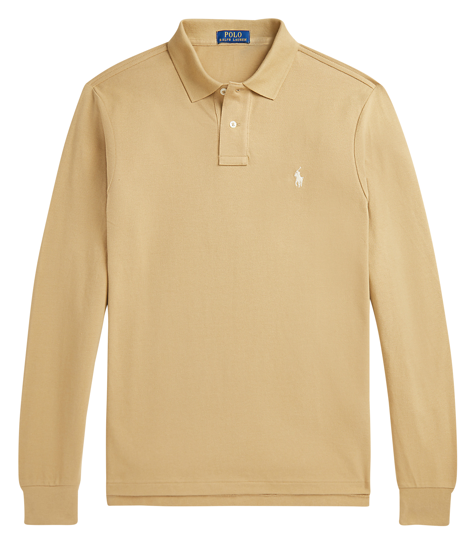 Polo manches longues regular-fit en piqué de coton | Beige