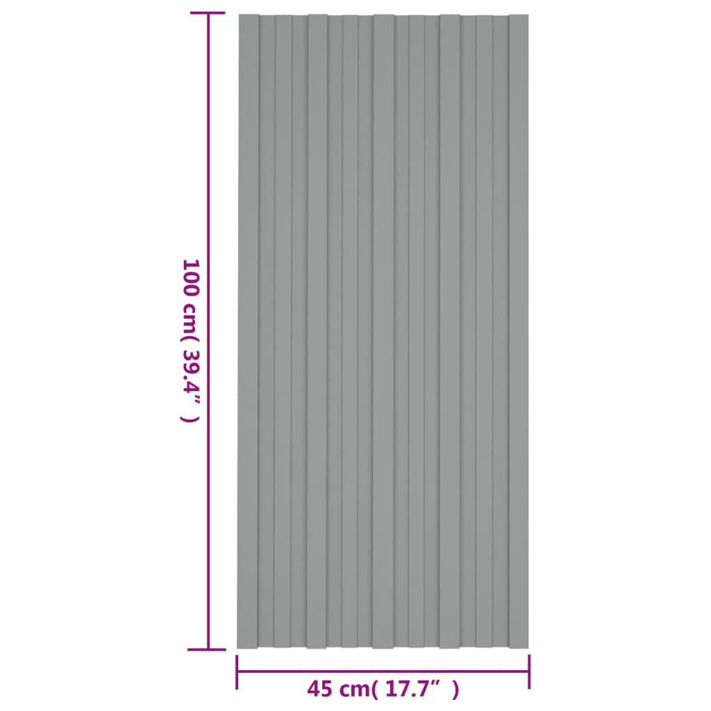 vidaXL Dakpanelen, 12 stuks, gegalvaniseerd staal, grijs, 100x45 cm