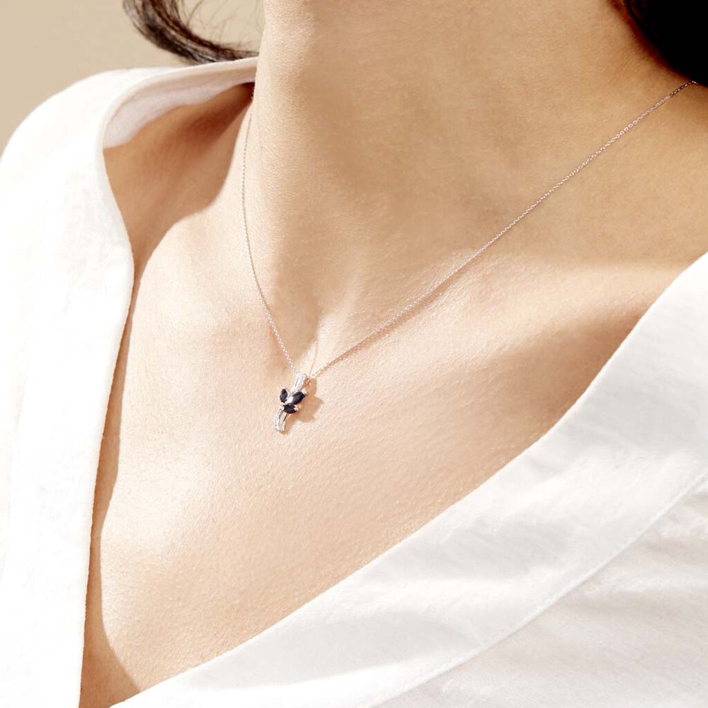 Collier Angie Or Blanc Saphir Diamant