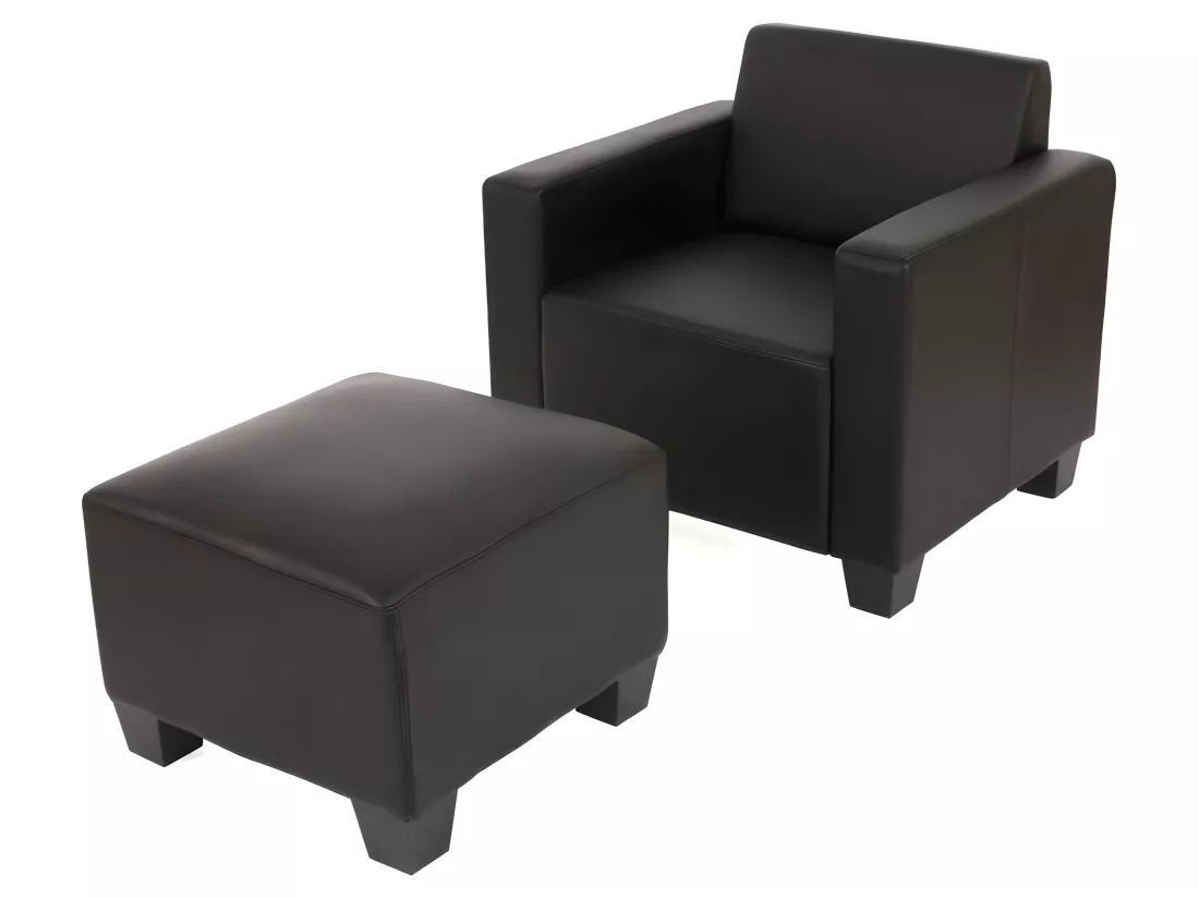 Fauteuil avec ottomane Moncalieri, noir