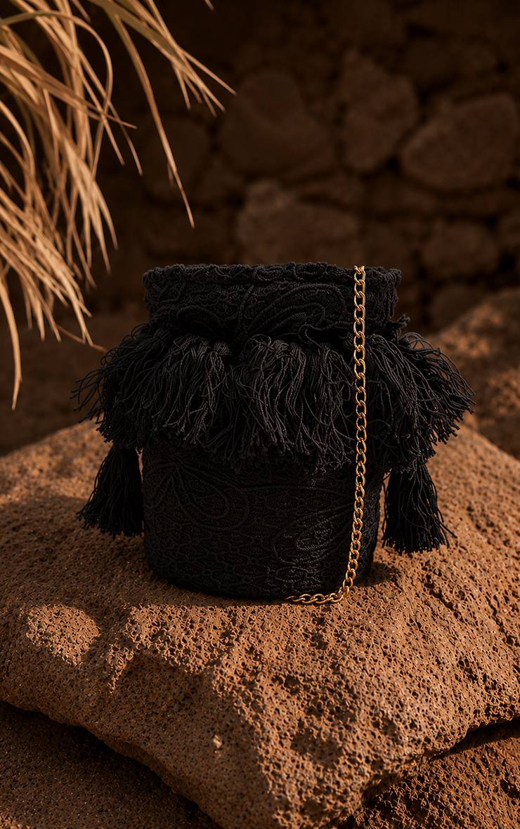 Noir Sac Bandoulière De Plage Au Crochet Avec Fleur