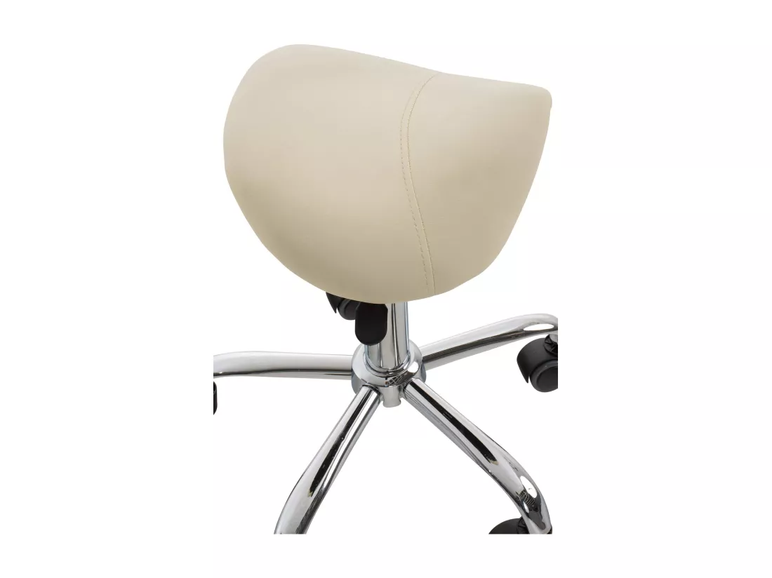 Lot de 2 Tabouret de bureau - Similicuir - Crème - Reno