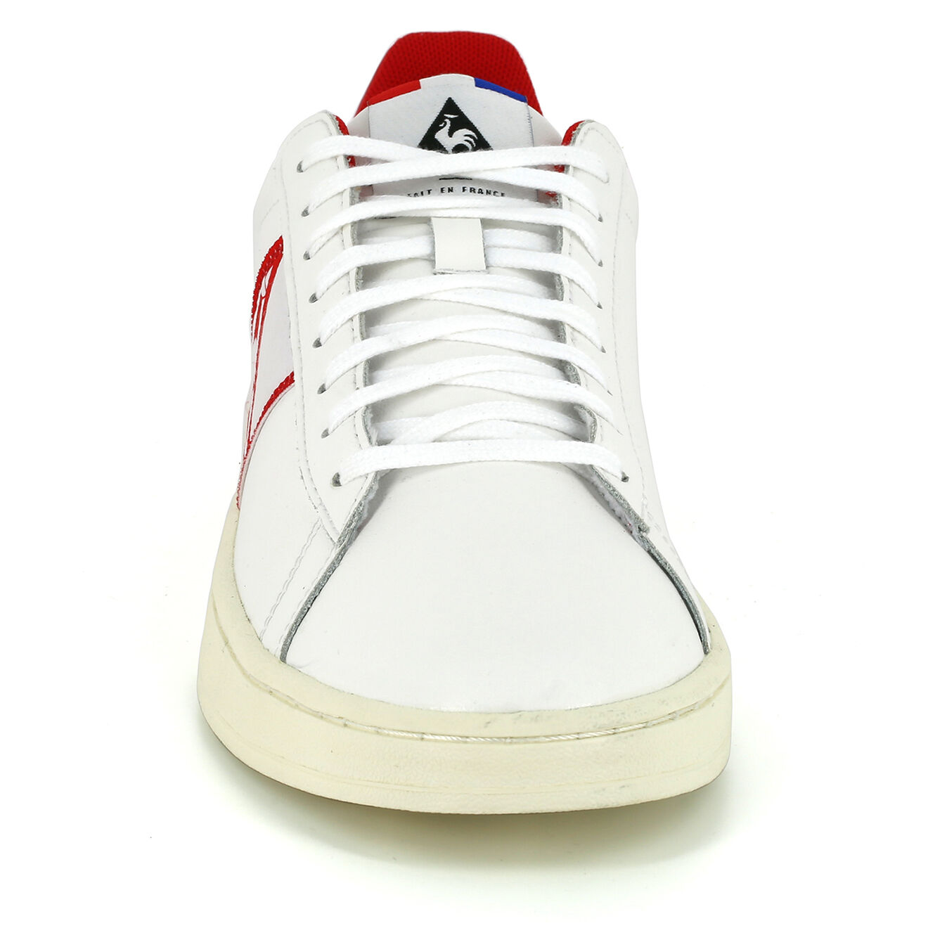 Le Coq Sportif Baskets en Cuir Classic Soft Made In France blanc/rouge