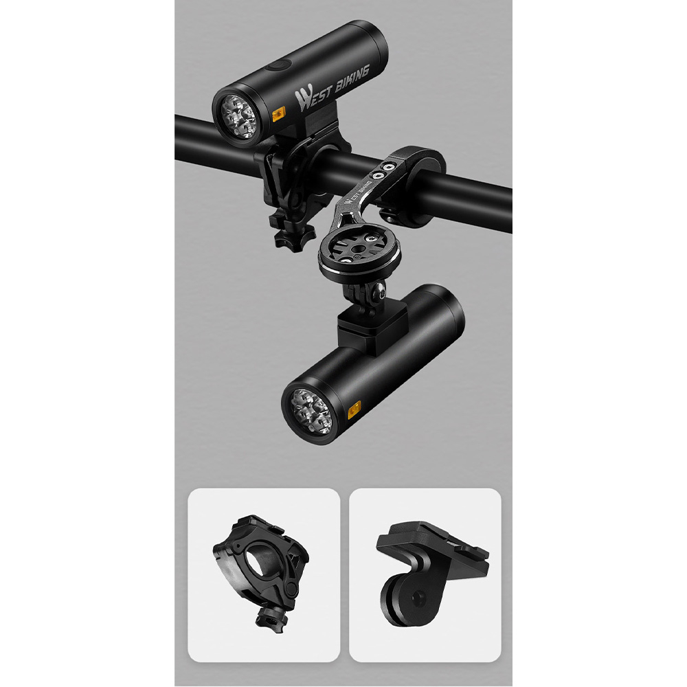 5000mAh Wiederaufladbares Aluminium USB Fahrrad Licht Velo LED Warnlicht IPX6 (1000 Lumen) - Schwarz