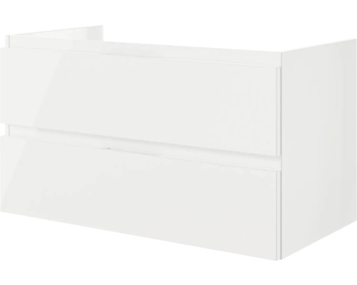 3-delige badkamermeubelset Pelipal serie 4035 BxHxD 90 x 200 x 45 cm, witte fronten, met witte keramische wastafel en keramische spoelbak, badmeubel, spiegelkast met LED-verlichting 40350900121150