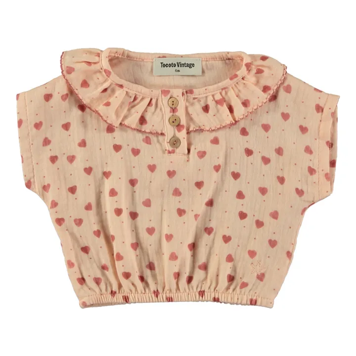 Tocoto Vintage Blouse Baby Cœur | Rose pâle