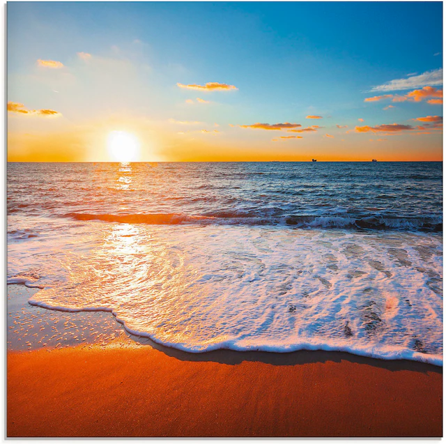 Artland Glasbild »Sonnenuntergang und das Meer« Strand 1 Stk. tlg.