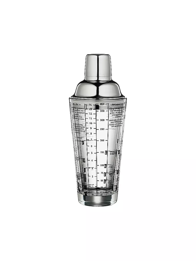 CILIO Cocktailshaker mit Rezepten 0,4l Glas/Edelstahl silber
