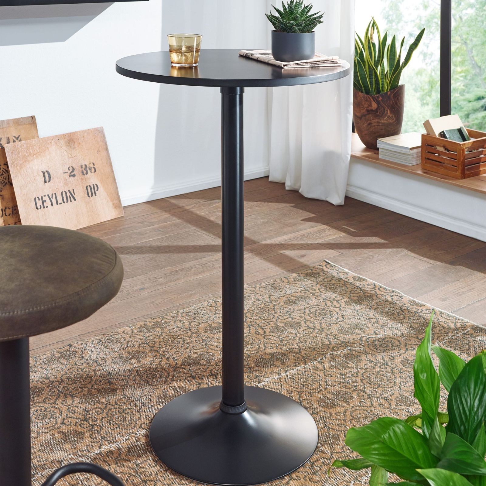 Bartisch - schwarz - Metall - 60 cm