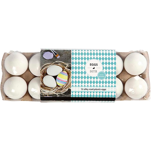 Egg, H: 6 cm, hvit, 12 stk./ 1 pk.