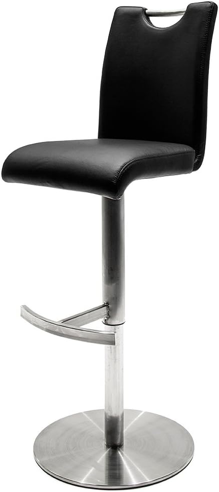Robas Lund Barstuhl Schwarz 360°drehbar mit Kunstlederbezug, belastbar bis 120 kg