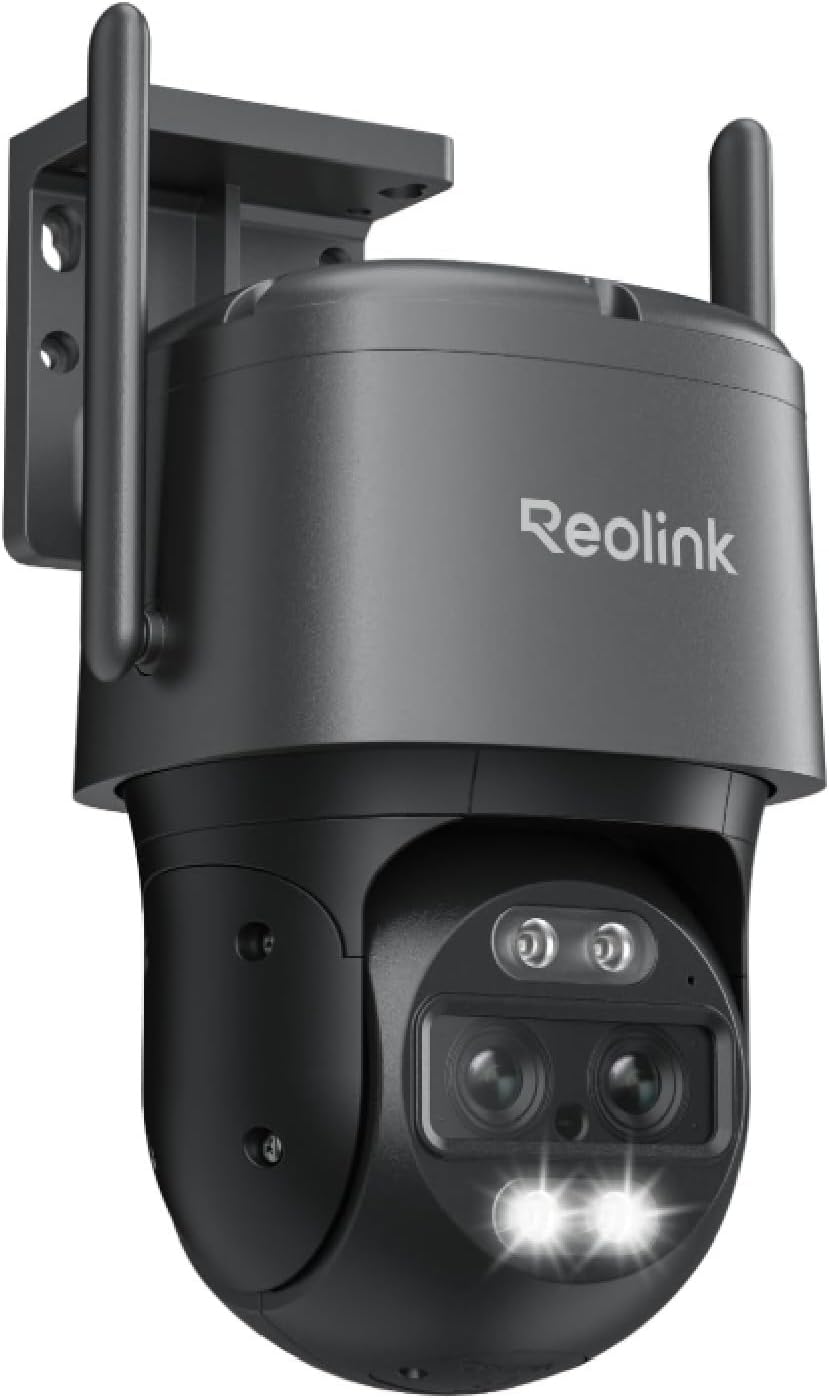 Reolink 4K 8MP Wi-Fi 6 PTZ Überwachungskamera Aussen WLAN mit Auto-Tracking-Zoom, Dual-Objektiv, Dual-Ansicht, WLAN Kamera Outdoor mit Smart-Erkennung, Farbnachtsicht, Außenkamera, TrackMix WiFi Grau
