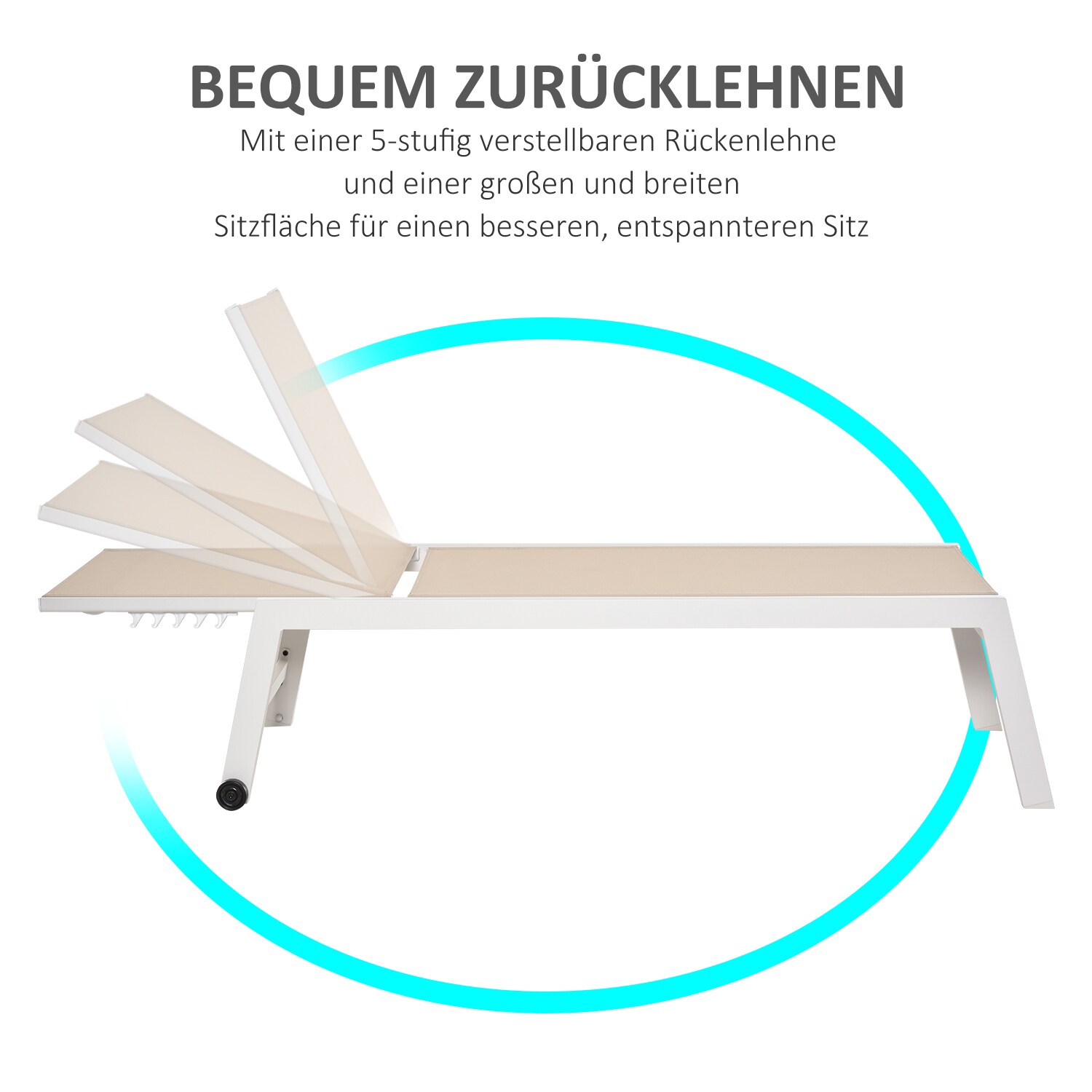 Outsunny Gartenliege mit verstellbarer Rückenlehne 169 x 65 x 102 cm (LxBxH)