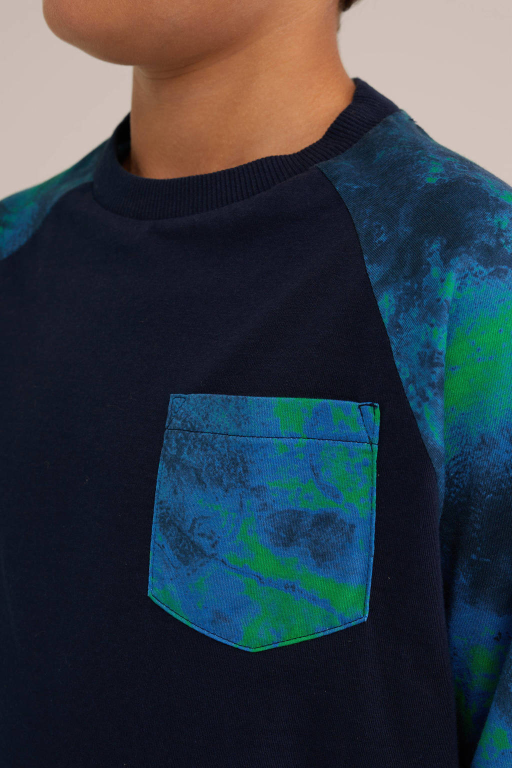 WE Fashion longsleeve blauw/groen