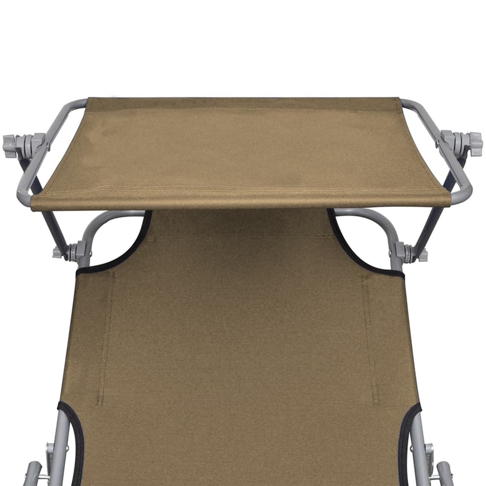 Transat chaise longue bain de soleil lit de jardin terrasse meuble d'extérieur pliable avec auvent taupe aluminium
