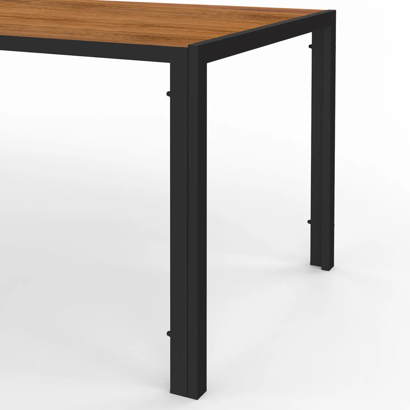 Salon de jardin NOUMEA table 150 cm plateau effet bois et 6 chaises empilables noir et bois