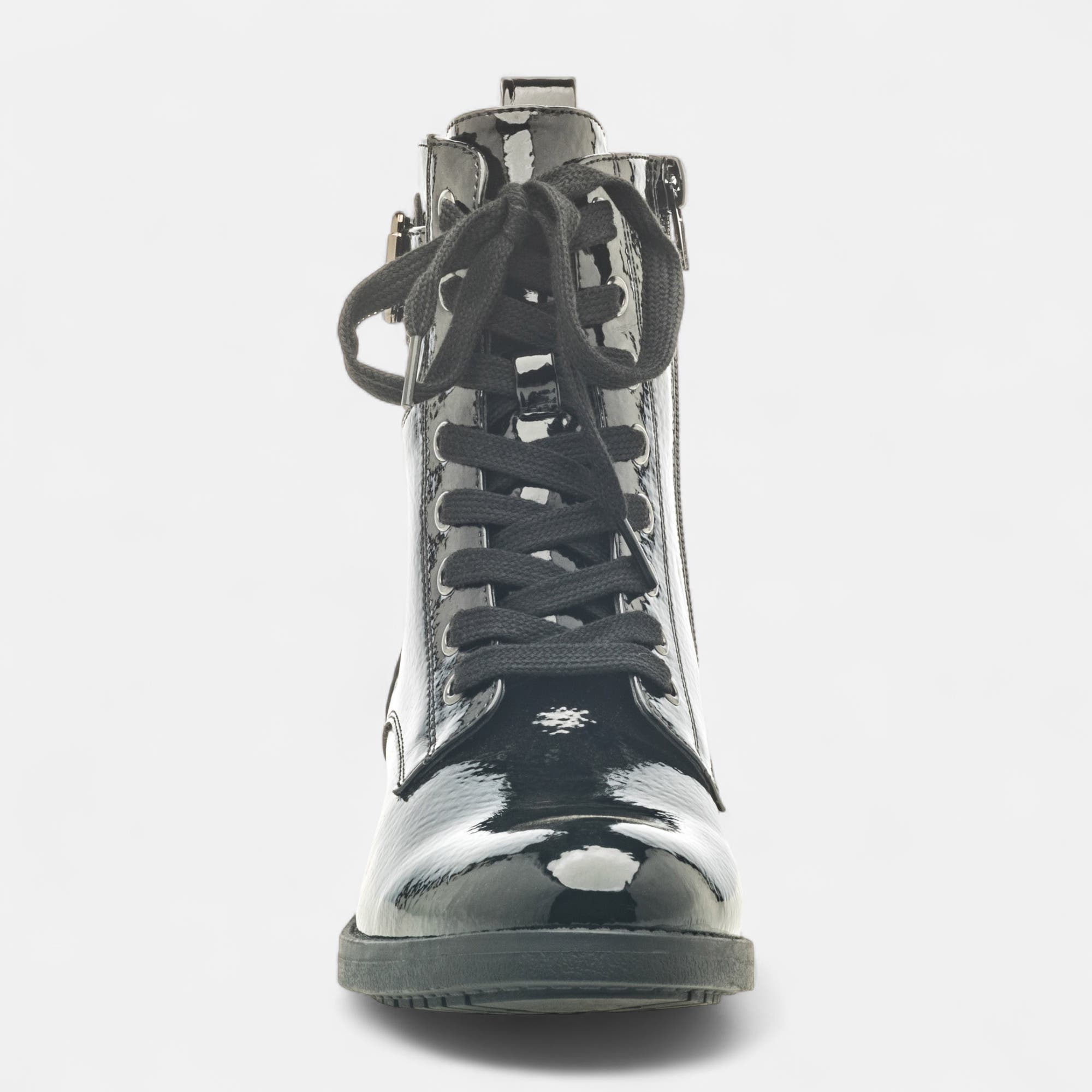 Bottines à lacets Femme noir vernis