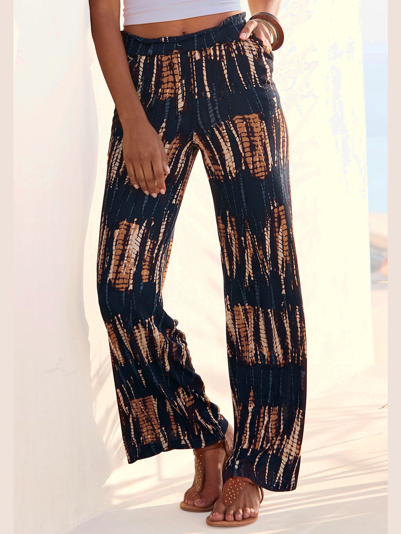 Pantalon en jersey large ceinture élastique