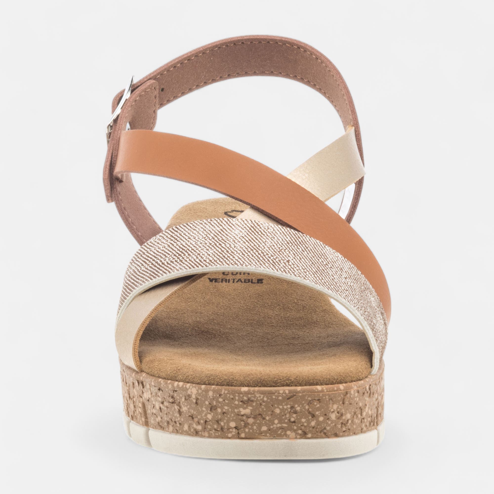 Sandales à talon compensé Femme cognac