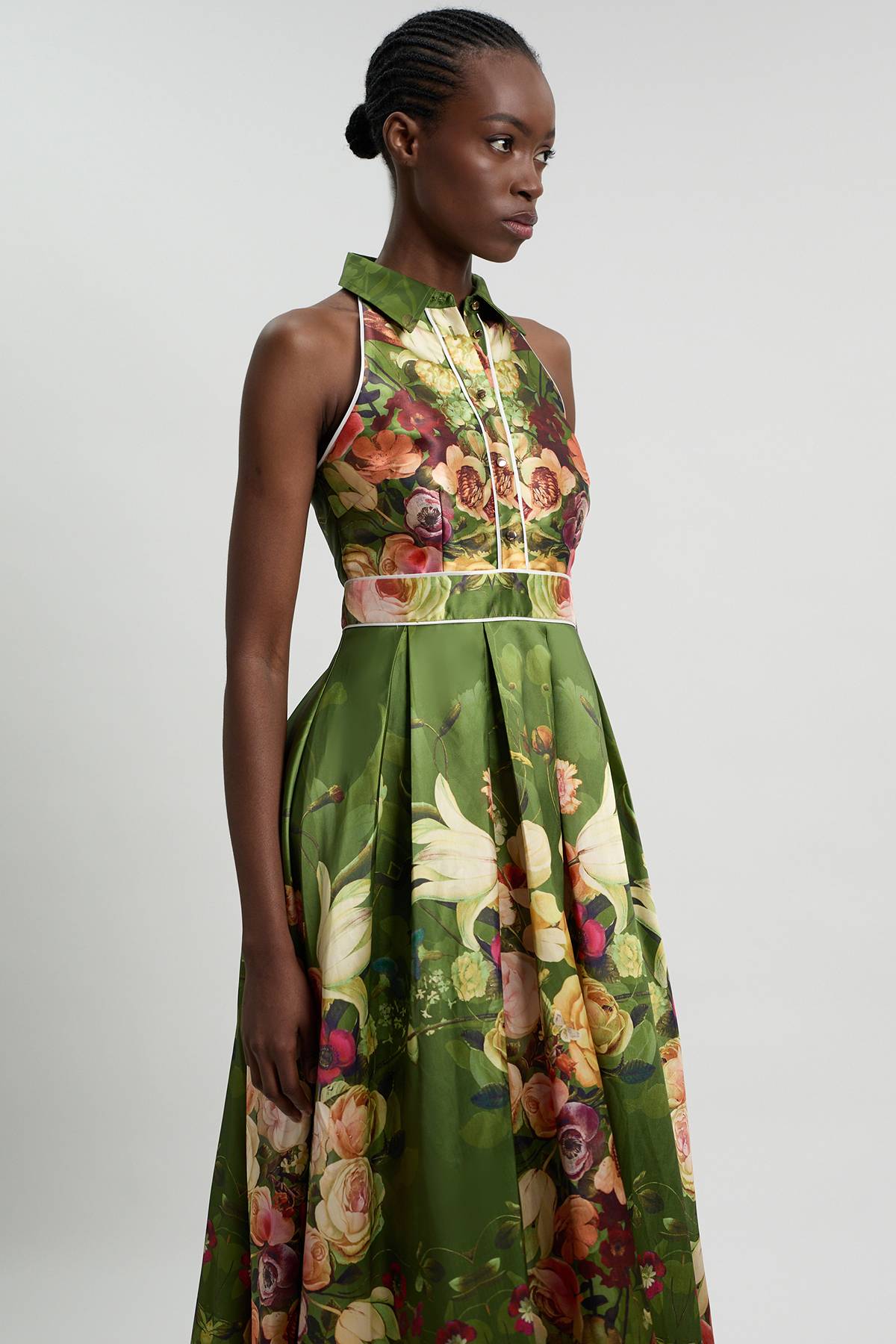 KarenMillen Robe Maxi À Col En Twill Fleuri Petite