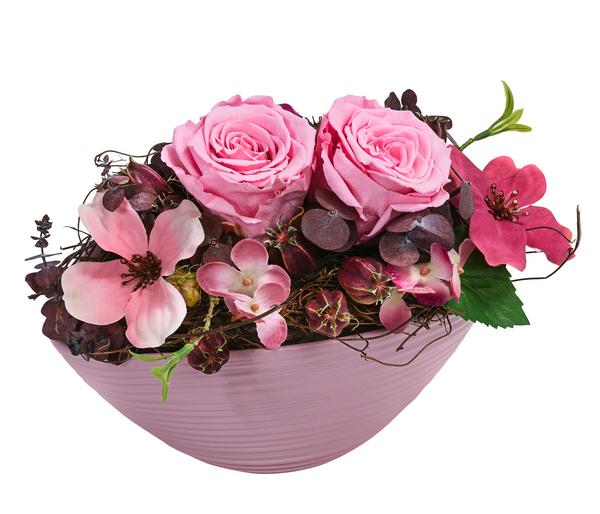 Dehner Keramik-Jardiniere mit Longlife-Rose