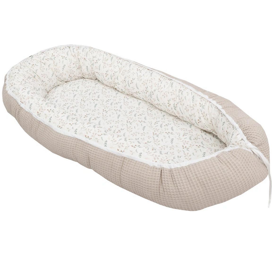 Babynest Waffel Floral Sand 55 x 95 cmKuschelnest für Babys