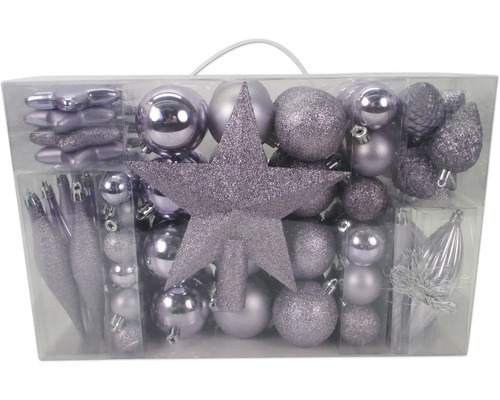 104 plastic kerstballen Lafiora mix paars