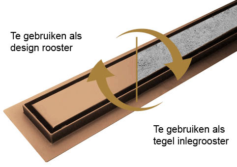 Mueller Bronzo douchegoot met tegelrooster en flens 80x7cm geborsteld brons