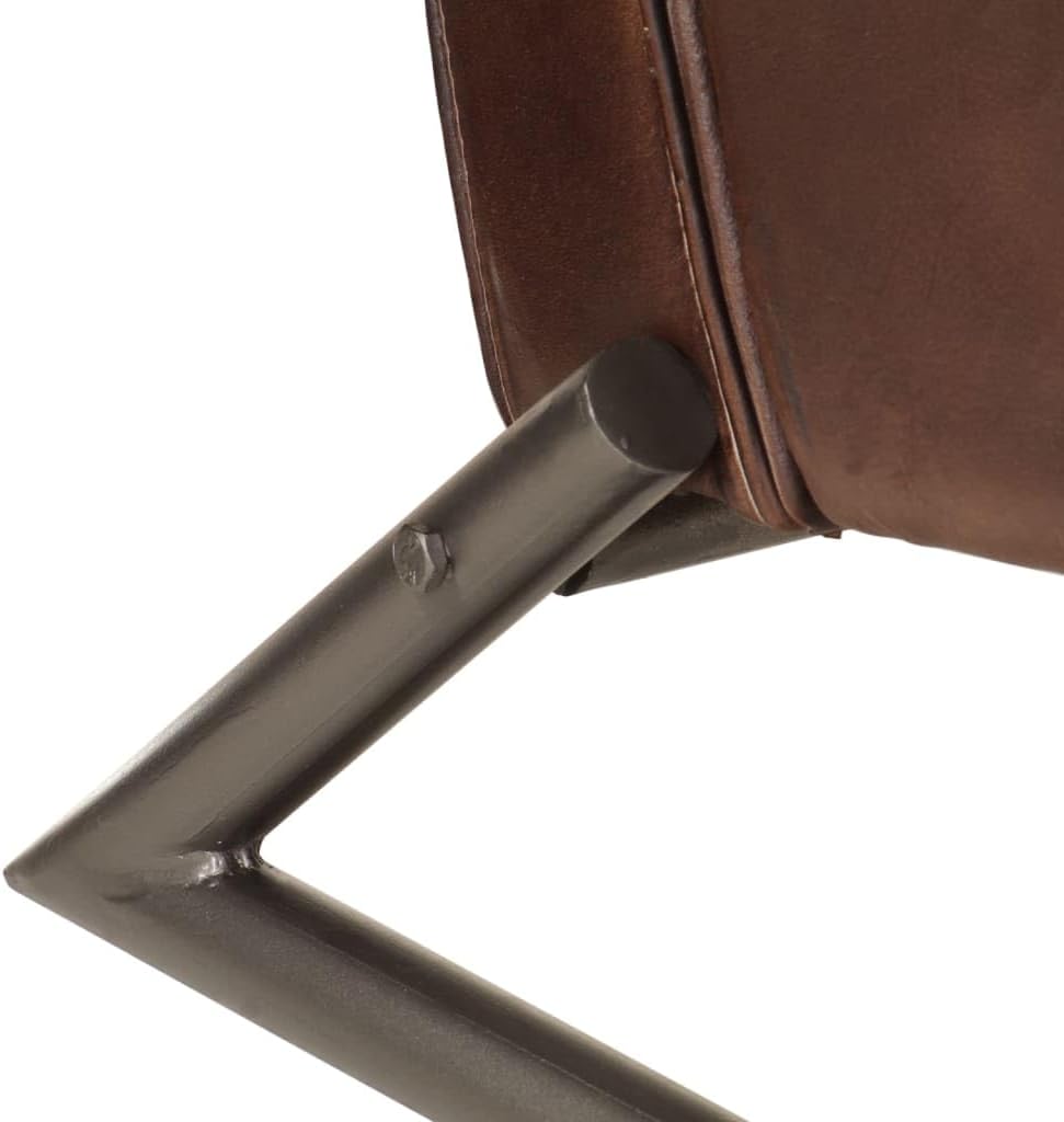vidaXL Sessel, Sofa Relaxsessel mit gepolstertem Sitz Armlehnen, Fernsehsessel Loungesessel mit Eisengestell, Polstersessel Ruhesessel, Braun Echtleder