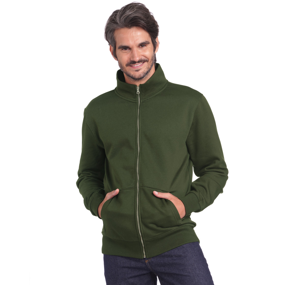 VanVaan Herren Sweatjacke mit Stehkragen dunkelgrün