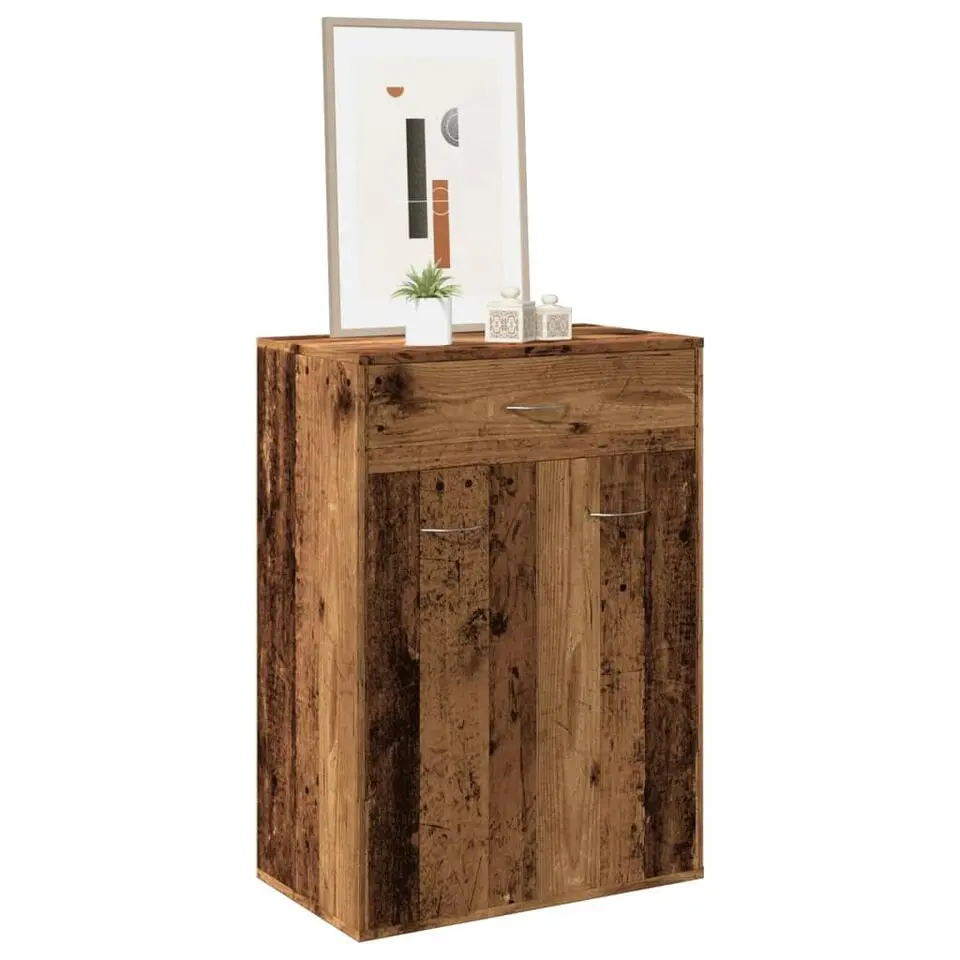 vidaXL - Schoenenkast met 1 lade en 2 deuren - Oud hout - Hout - 60x35x84 cm